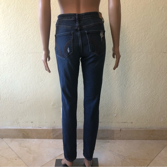 Hollister Women’s Size W30(11) Blue Ripped Skinny Jeans Pants Elastic Waist - Picture 2 of 16